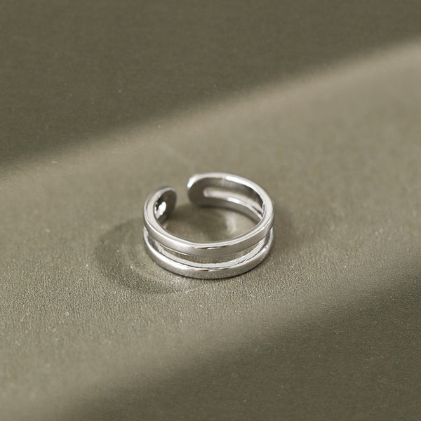 Lovcia 925 Sterling Silver Double Layer Adjustable Ring-Rings-Rhodium-Rhodium