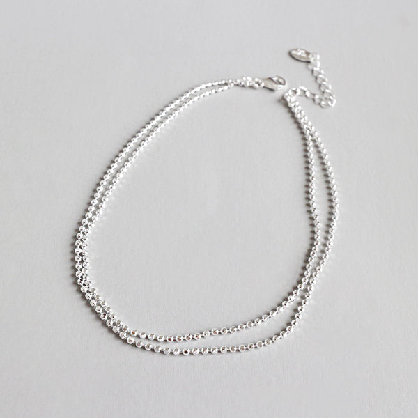 Lovcia 925 Sterling Silver Double Layer Anklet 240mm-Anklets-Silver-Silver