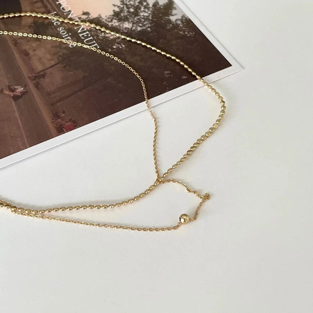 Lovcia 925 Sterling Silver Double Layer Beads Necklace-Necklaces-No Plating-No Plating