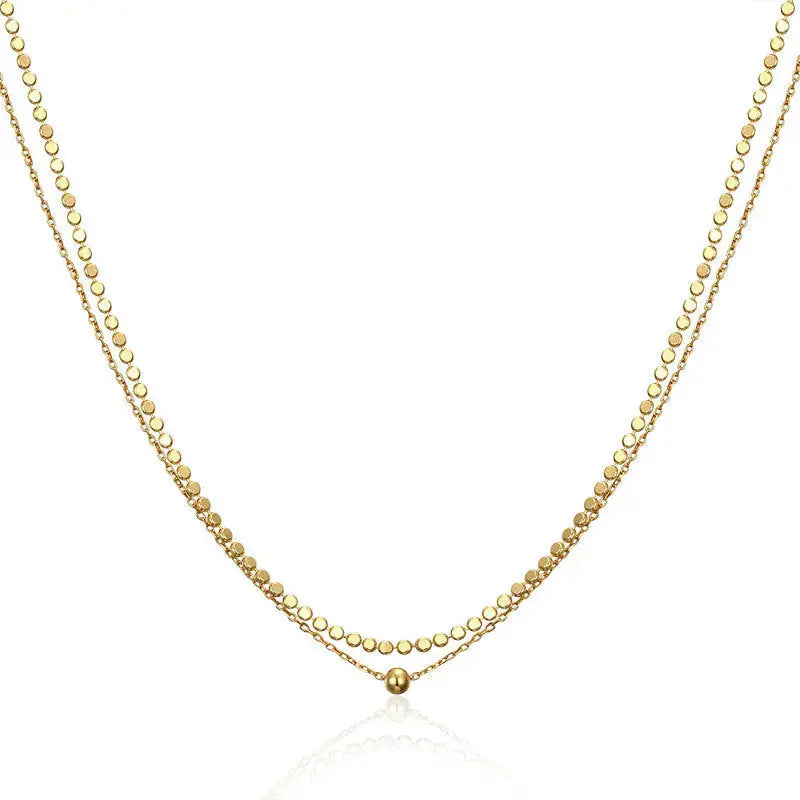 Lovcia 925 Sterling Silver Double Layer Beads Necklace-Necklaces-No Plating-No Plating