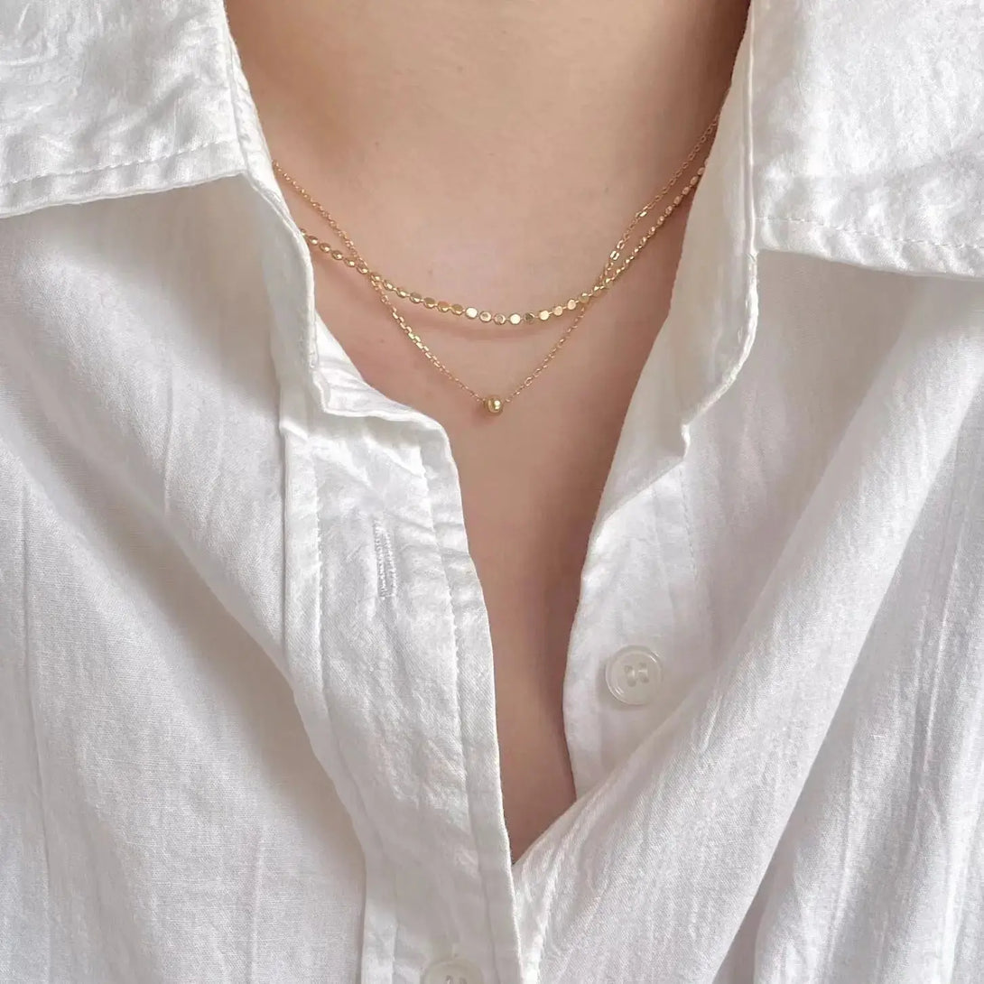 Lovcia 925 Sterling Silver Double Layer Beads Necklace-Necklaces-No Plating-No Plating