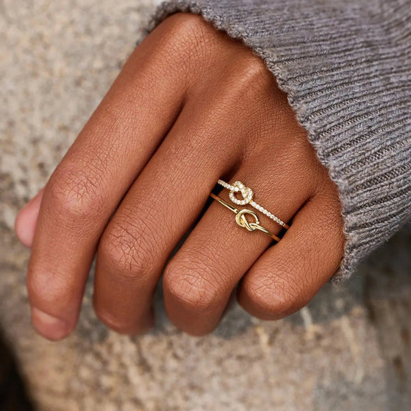 Lovcia 925 Sterling Silver Double-Layered Knot Ring-Rings-Gold-7-Gold