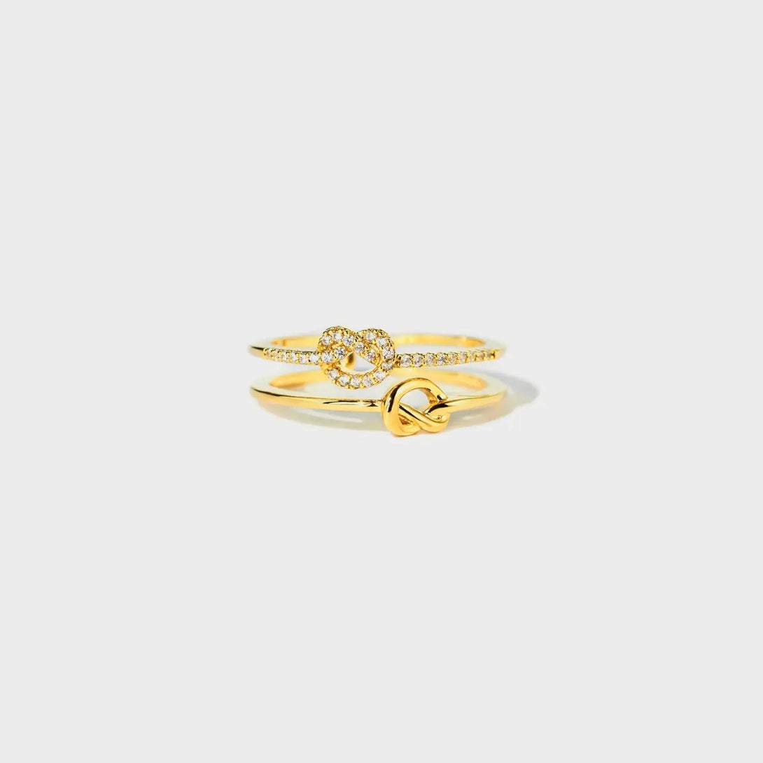 Lovcia 925 Sterling Silver Double-Layered Knot Ring-Rings-Gold-7-Gold