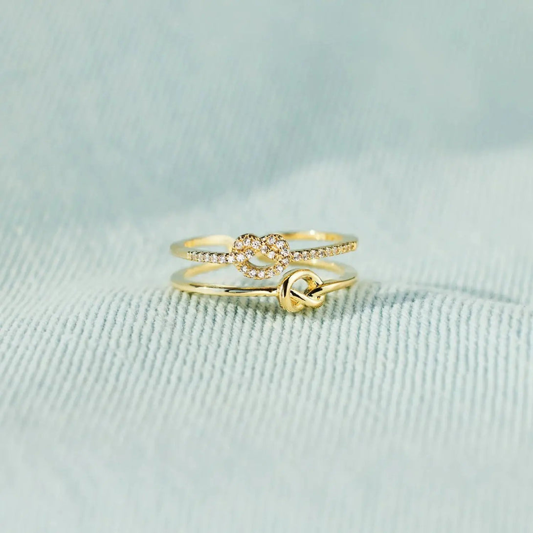 Lovcia 925 Sterling Silver Double-Layered Knot Ring-Rings-Gold-7-Gold