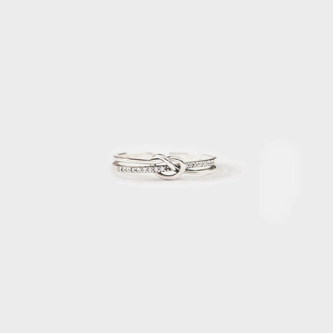 Lovcia 925 Sterling Silver Double-Layered Knot Ring-Rings-Silver-5-Silver