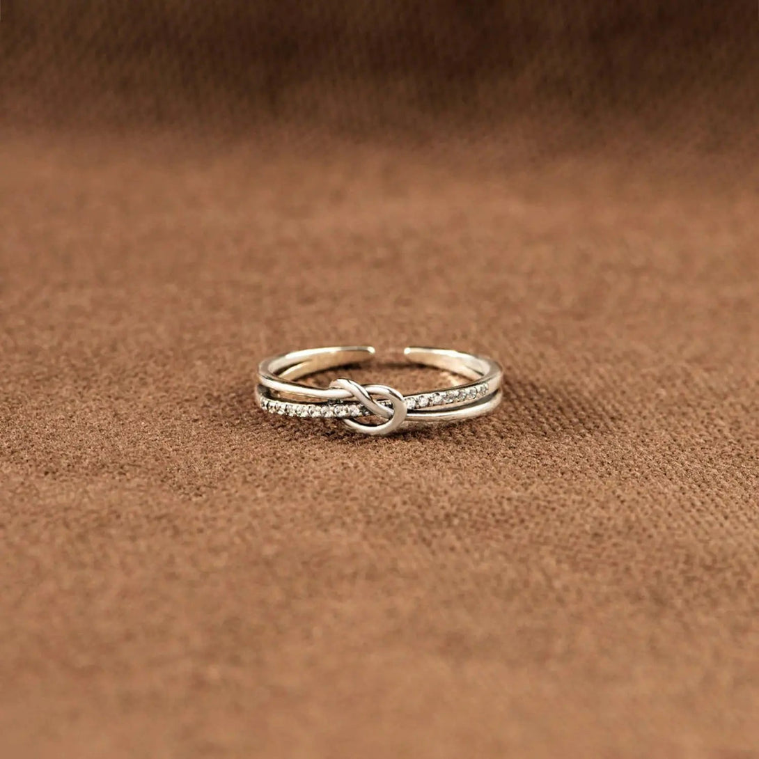 Lovcia 925 Sterling Silver Double-Layered Knot Ring-Rings-Silver-5-Silver
