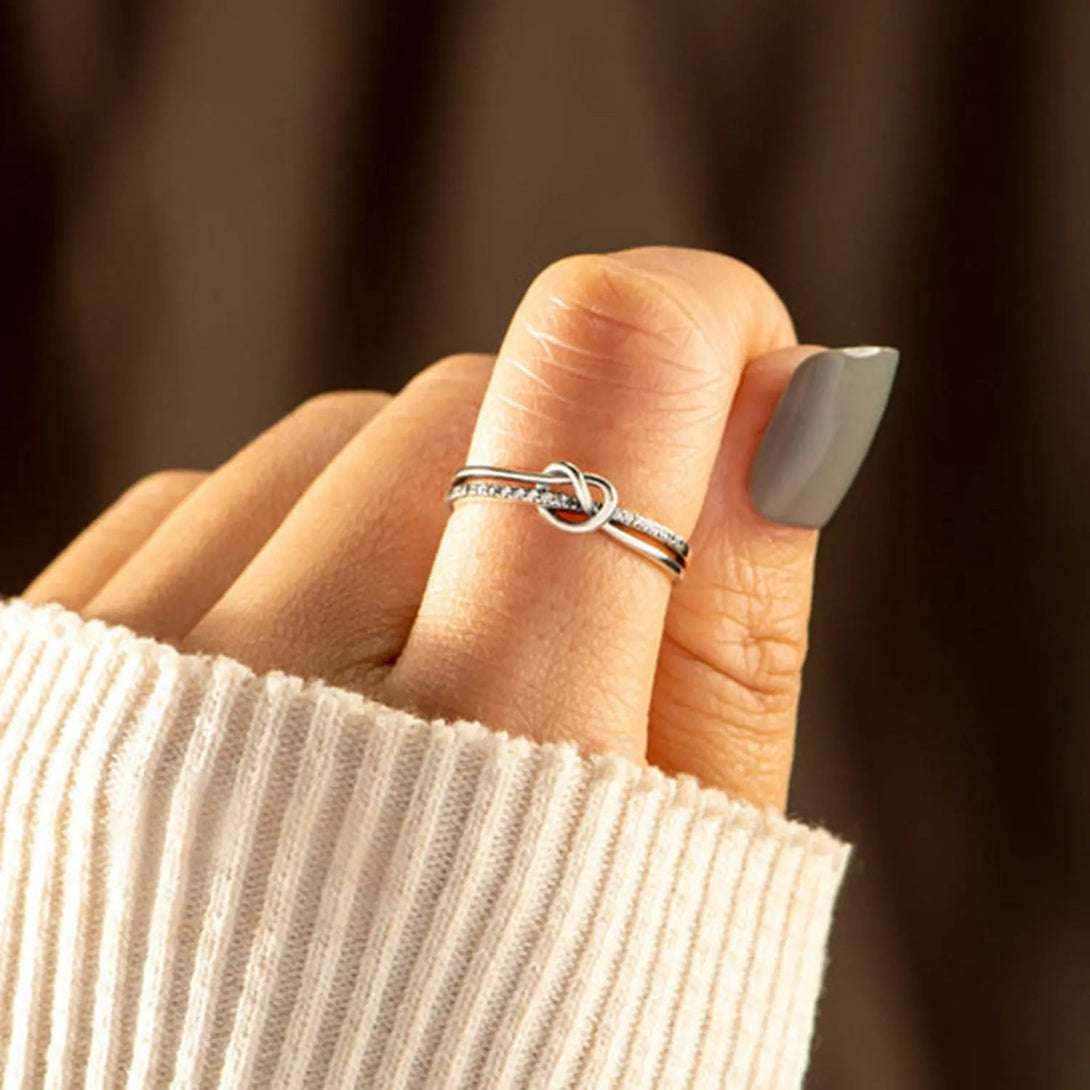 Lovcia 925 Sterling Silver Double-Layered Knot Ring-Rings-Silver-5-Silver