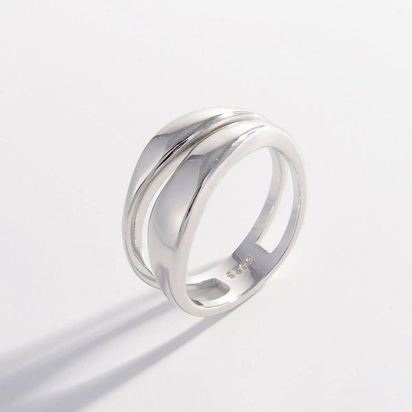 Lovcia 925 Sterling Silver Double-Layered Ring-Rings-Silver-6-Silver