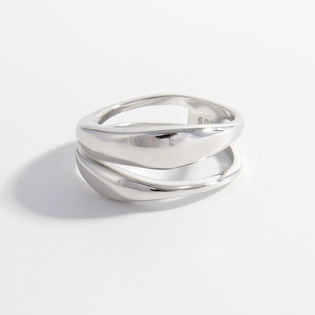 Lovcia 925 Sterling Silver Double-Layered Ring-Rings-Silver-6-Silver