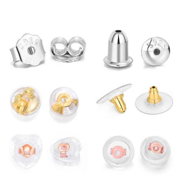 Lovcia 925 Sterling Silver Earring Backs Sizes Gold-Jewelry Making Kits-No Plating-#4 & 5.5mm-No Plating