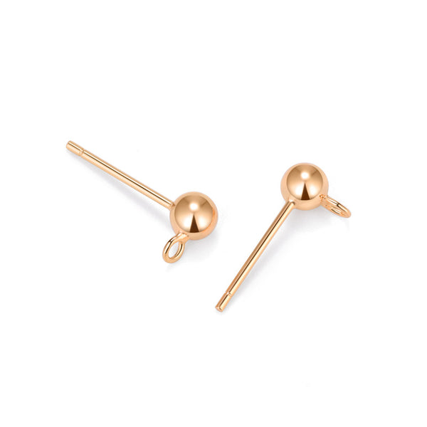 Lovcia 925 Sterling Silver Earring Bails Gold Plated 3mm-Jewelry Making Kits-Champagne Gold-4MM Beads & Open Circle-Champagne Gold