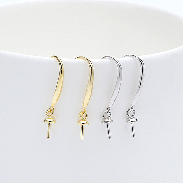 Lovcia 925 Sterling Silver Earring Hooks 23x4mm Gold-Jewelry Making Kits-Yellow Gold-4mm-Yellow Gold