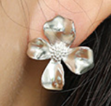 Lovcia 925 Sterling Silver Flower Stud Earrings 18K Gold-Earrings-Silver-