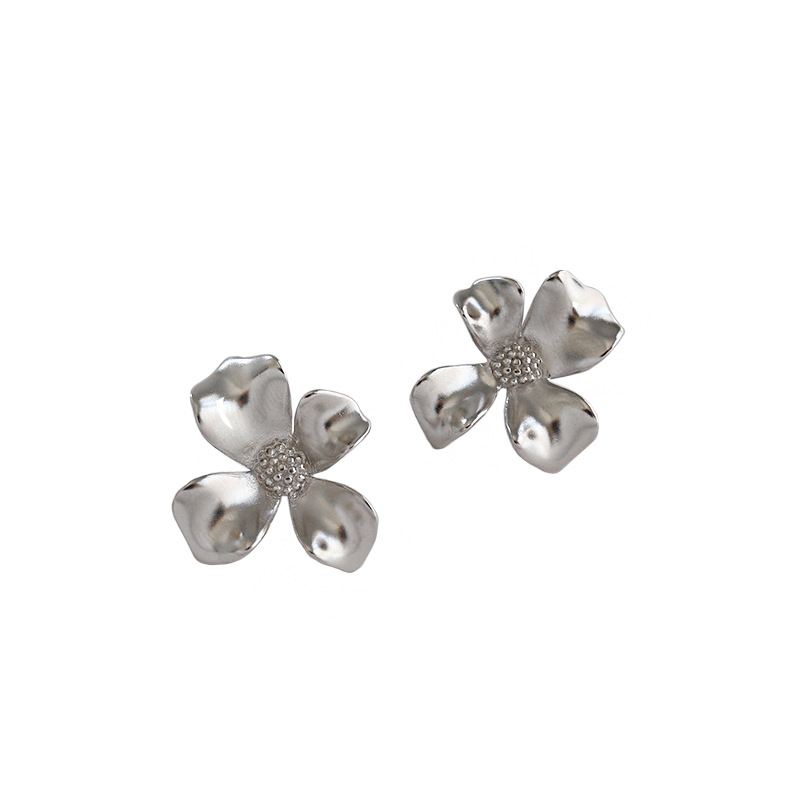 Lovcia 925 Sterling Silver Flower Stud Earrings 18K Gold-Earrings-Yellow Gold-