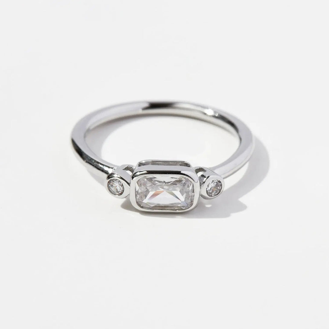 Lovcia 925 Sterling Silver Geometric Zircon Ring-Rings-Silver-6-Silver