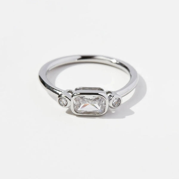 Lovcia 925 Sterling Silver Geometric Zircon Ring-Rings-Silver-6-Silver