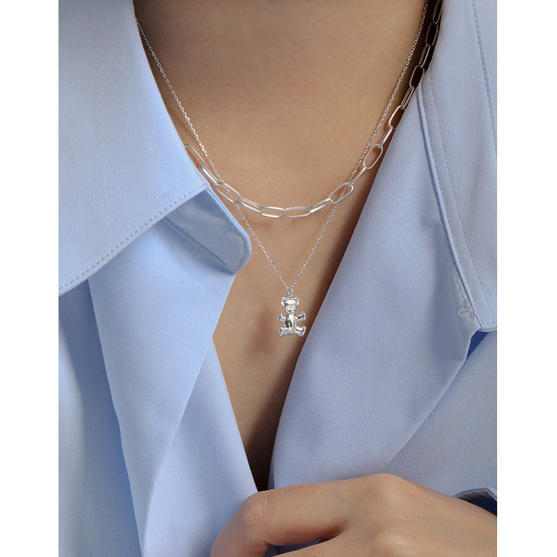 Lovcia 925 Sterling Silver Gold Bear Pendant Necklace 410mm-Necklaces-Yellow Gold-Yellow Gold