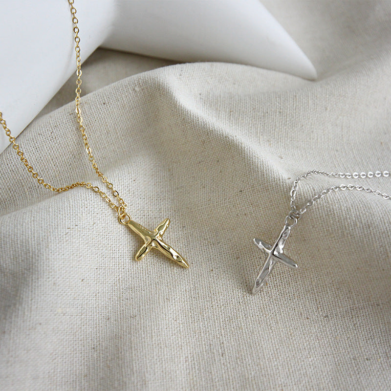Lovcia 925 Sterling Silver Gold Plated Cross Necklace-Necklaces-Yellow Gold-Yellow Gold