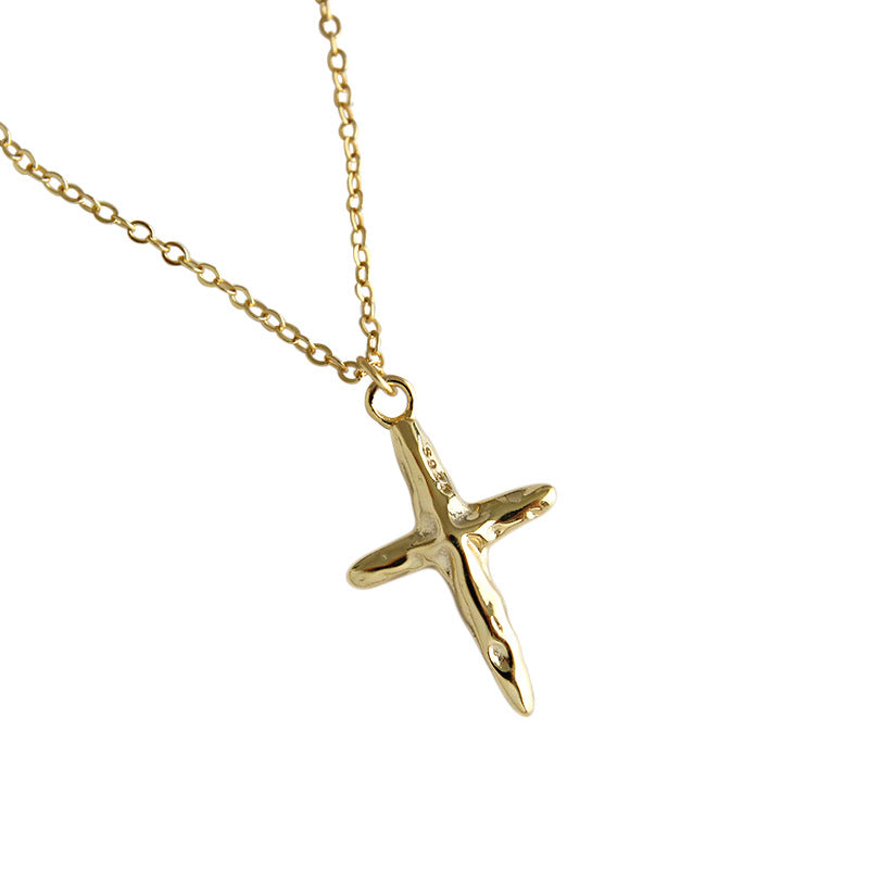 Lovcia 925 Sterling Silver Gold Plated Cross Necklace-Necklaces-Yellow Gold-Yellow Gold