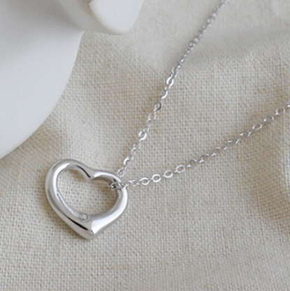 Lovcia 925 Sterling Silver Gold Plated Heart Necklace 400mm-Necklaces-Rhodium-Rhodium