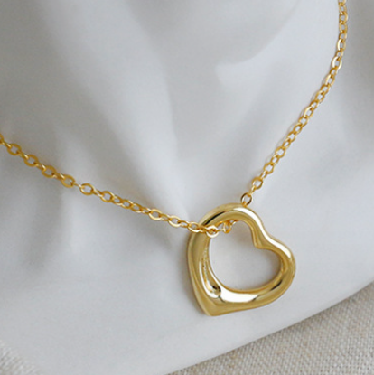 Lovcia 925 Sterling Silver Gold Plated Heart Necklace 400mm-Necklaces-Yellow Gold-Yellow Gold