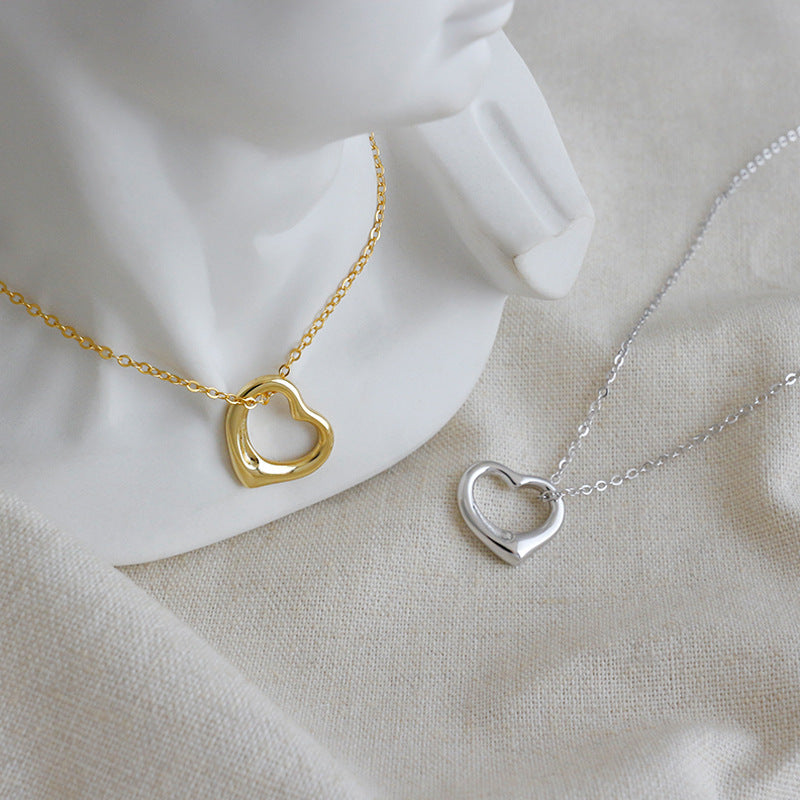 Lovcia 925 Sterling Silver Gold Plated Heart Necklace 400mm-Necklaces-Yellow Gold-Yellow Gold