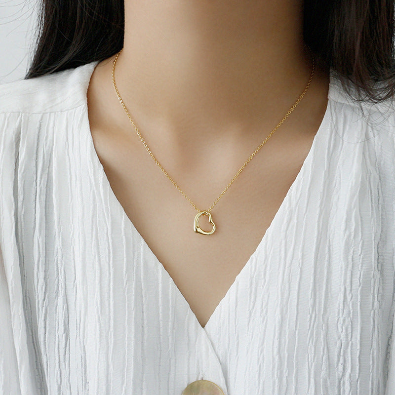 Lovcia 925 Sterling Silver Gold Plated Heart Necklace 400mm-Necklaces-Yellow Gold-Yellow Gold