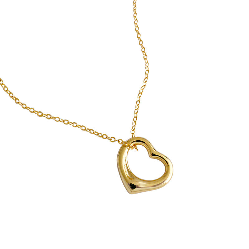 Lovcia 925 Sterling Silver Gold Plated Heart Necklace 400mm-Necklaces-Yellow Gold-Yellow Gold