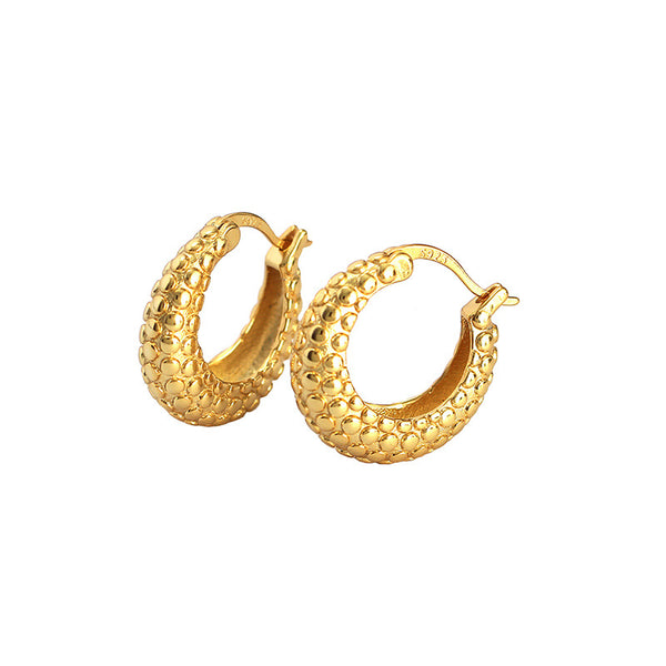 Lovcia 925 Sterling Silver Gold Plated Huggie Hoop 17.7mm-Earrings-Yellow Gold-