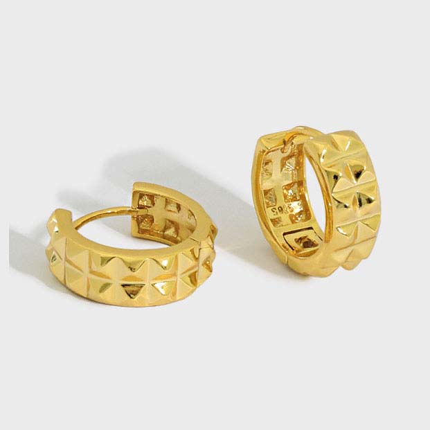 Lovcia 925 Sterling Silver Gold Plated Huggie Hoops 13.5mm-Earrings-Yellow Gold-Yellow Gold