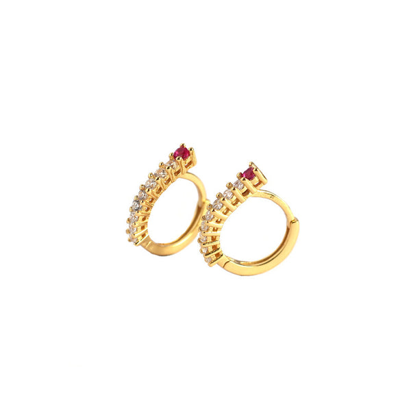 Lovcia 925 Sterling Silver Gold Tone CZ Hoop Earrings 9mm-Earrings-Yellow Gold-