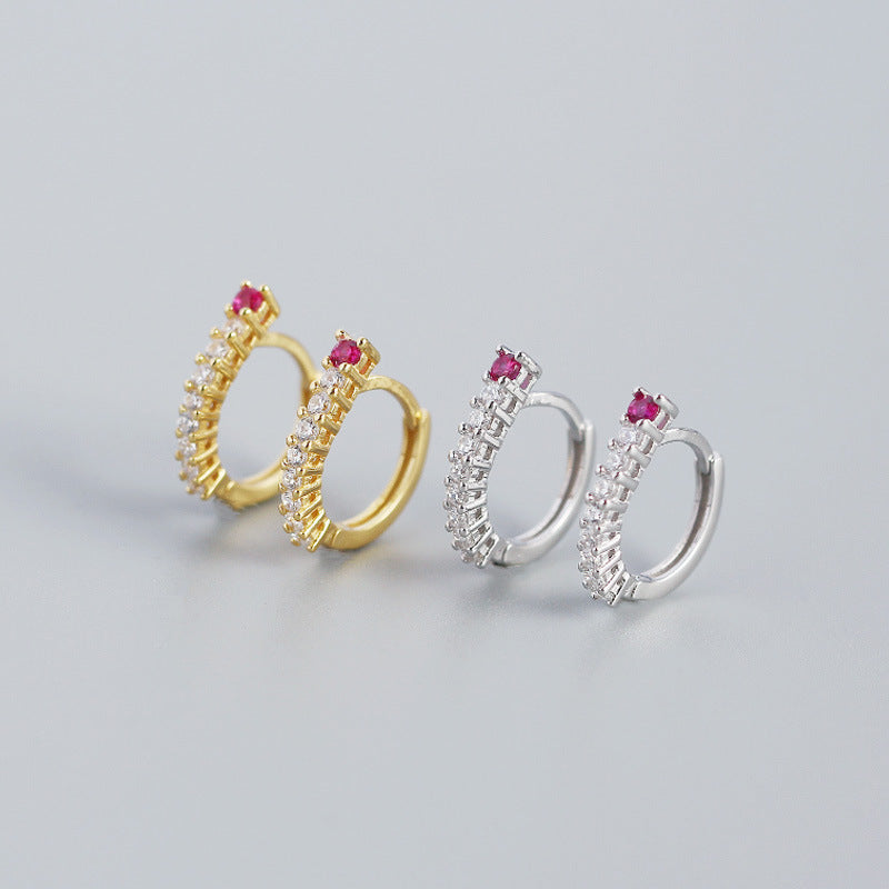 Lovcia 925 Sterling Silver Gold Tone CZ Hoop Earrings 9mm-Earrings-Yellow Gold-