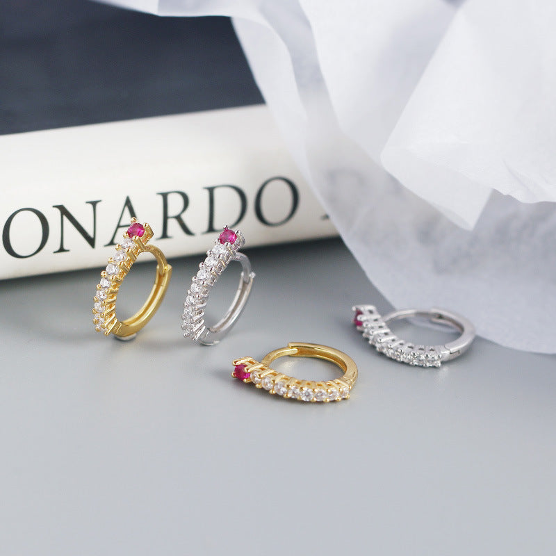Lovcia 925 Sterling Silver Gold Tone CZ Hoop Earrings 9mm-Earrings-Yellow Gold-