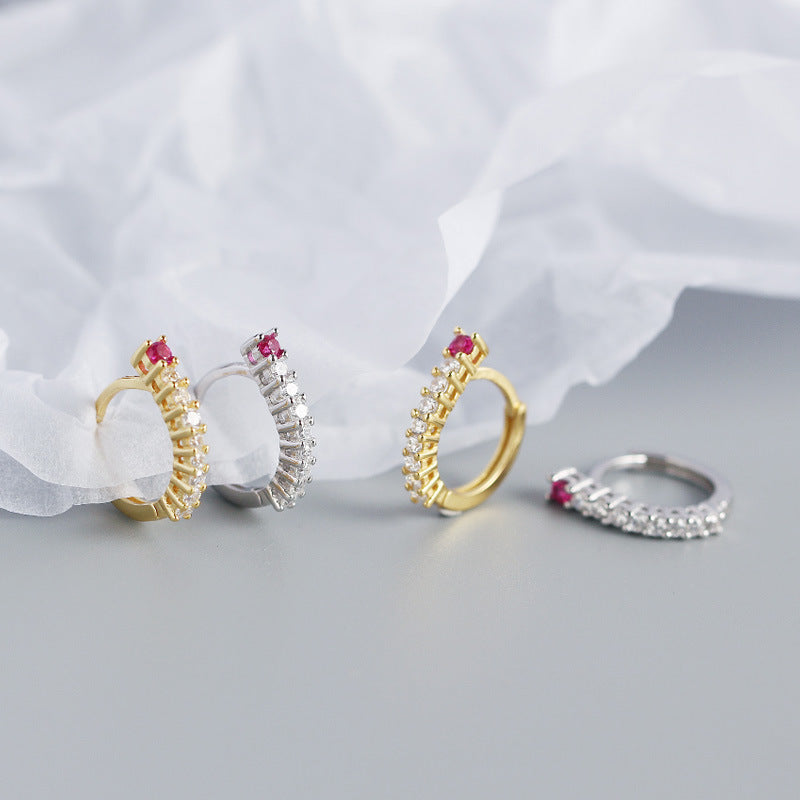 Lovcia 925 Sterling Silver Gold Tone CZ Hoop Earrings 9mm-Earrings-Yellow Gold-