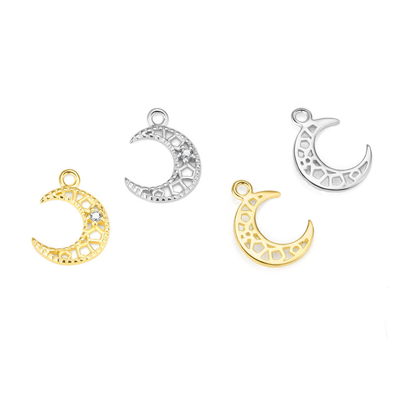 Lovcia 925 Sterling Silver Gold Tone DIY Charm Moon CZ-Jewelry Making Kits-#7 & Yellow Gold-#7 & Yellow Gold
