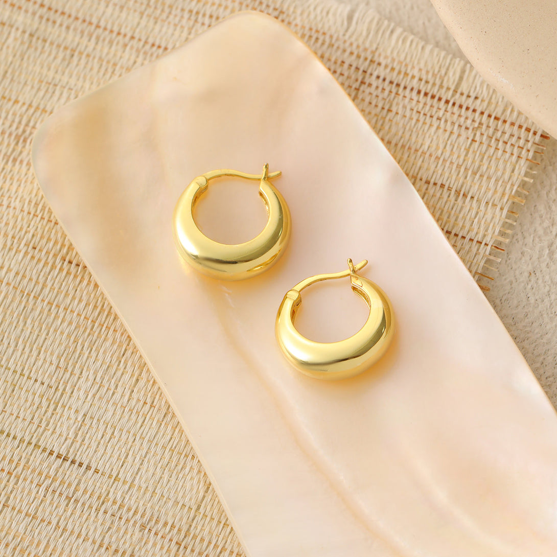 Lovcia 925 Sterling Silver Gold Tone Hoop Earrings 12mm-Earrings-Yellow Gold-
