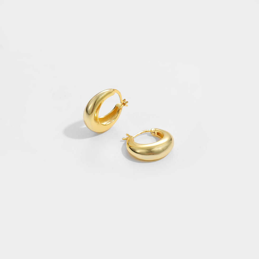 Lovcia 925 Sterling Silver Gold Tone Hoop Earrings 12mm-Earrings-Yellow Gold-