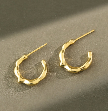 Lovcia 925 Sterling Silver Gold Tone Hoop Earrings 16mm-Earrings-Yellow Gold-