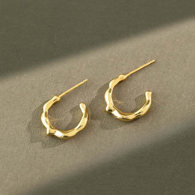 Lovcia 925 Sterling Silver Gold Tone Hoop Earrings 16mm-Earrings-Yellow Gold-