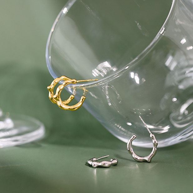 Lovcia 925 Sterling Silver Gold Tone Hoop Earrings 16mm-Earrings-Yellow Gold-