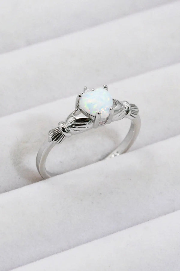 Lovcia 925 Sterling Silver Heart Opal Ring-Rings-Opal-5-Opal