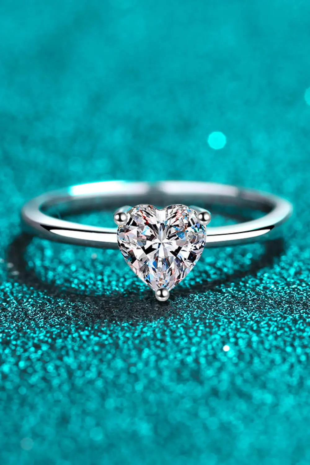 Lovcia 925 Sterling Silver Heart-Shaped Moissanite Solitaire Ring-Rings-Silver-5-Silver