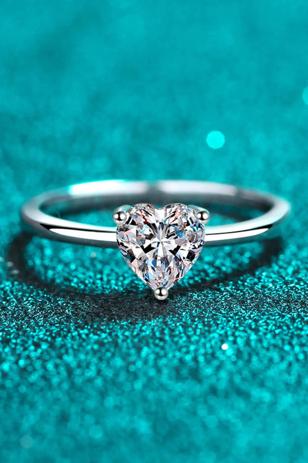 Lovcia 925 Sterling Silver Heart-Shaped Moissanite Solitaire Ring-Rings-Silver-5-Silver