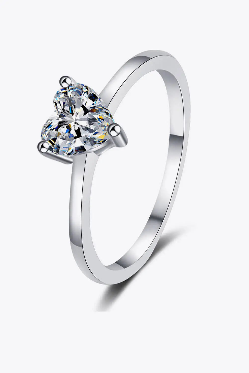 Lovcia 925 Sterling Silver Heart-Shaped Moissanite Solitaire Ring-Rings-Silver-5-Silver