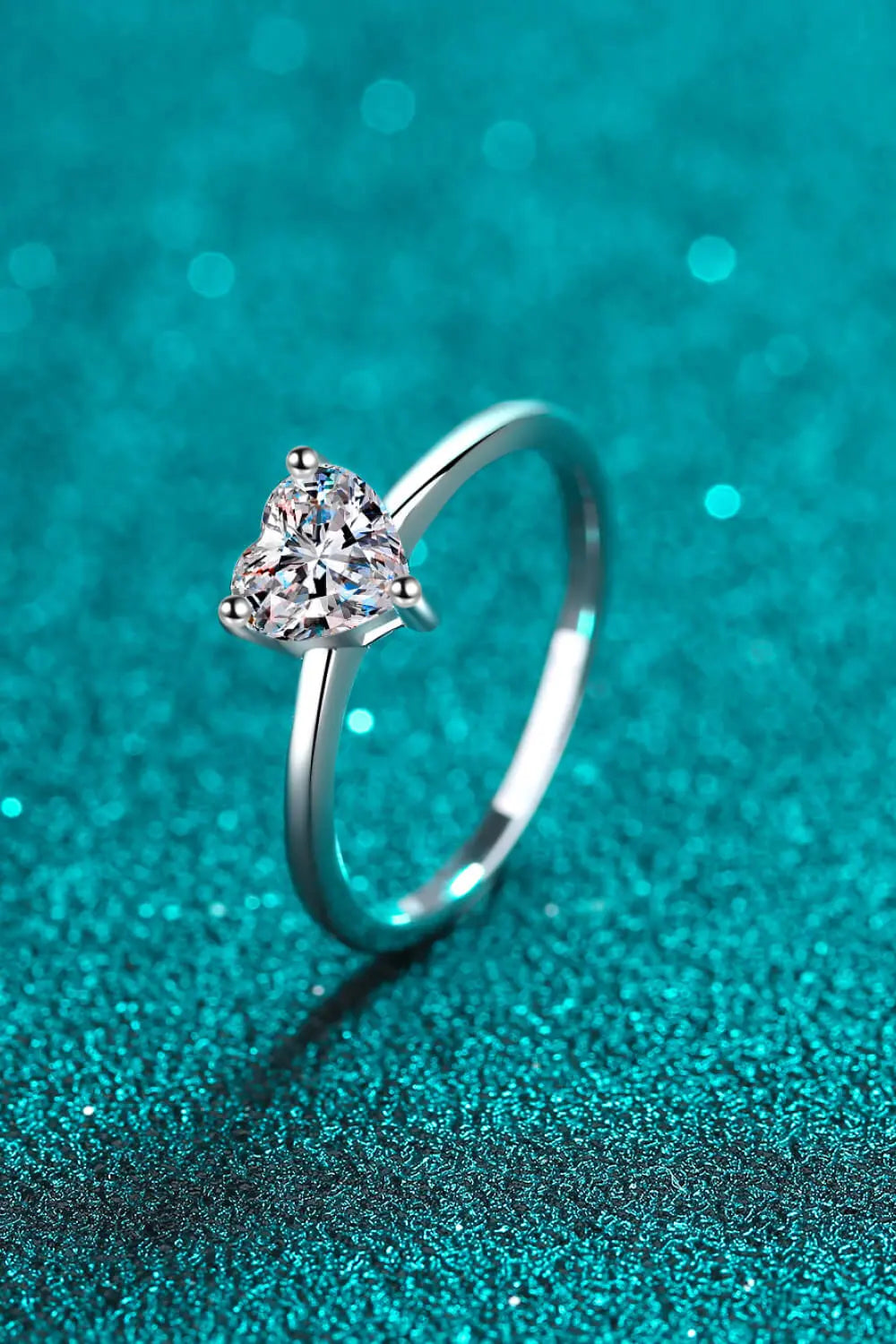 Lovcia 925 Sterling Silver Heart-Shaped Moissanite Solitaire Ring-Rings-Silver-5-Silver