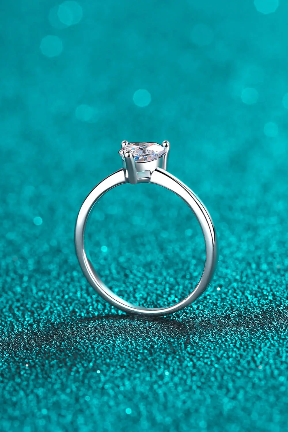 Lovcia 925 Sterling Silver Heart-Shaped Moissanite Solitaire Ring-Rings-Silver-5-Silver