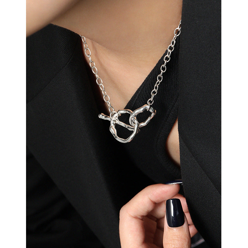 Lovcia 925 Sterling Silver Hollow Chain Choker Necklace-Necklaces-No Plating-No Plating