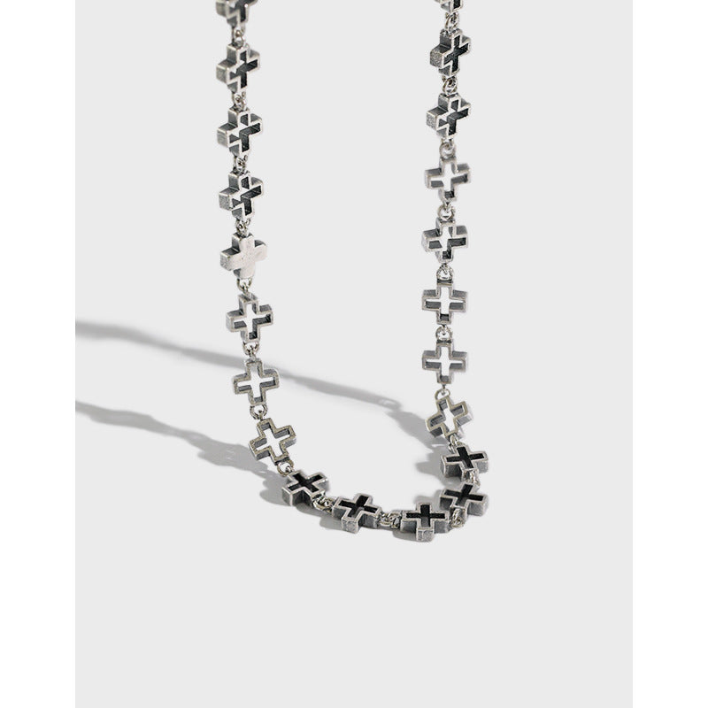 Lovcia 925 Sterling Silver Hollow Cross Necklace 390mm-Necklaces-Vintage-Vintage