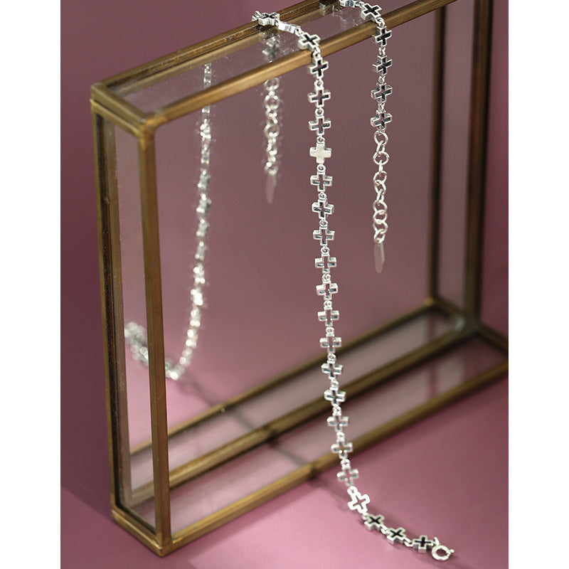 Lovcia 925 Sterling Silver Hollow Cross Necklace 390mm-Necklaces-Vintage-Vintage