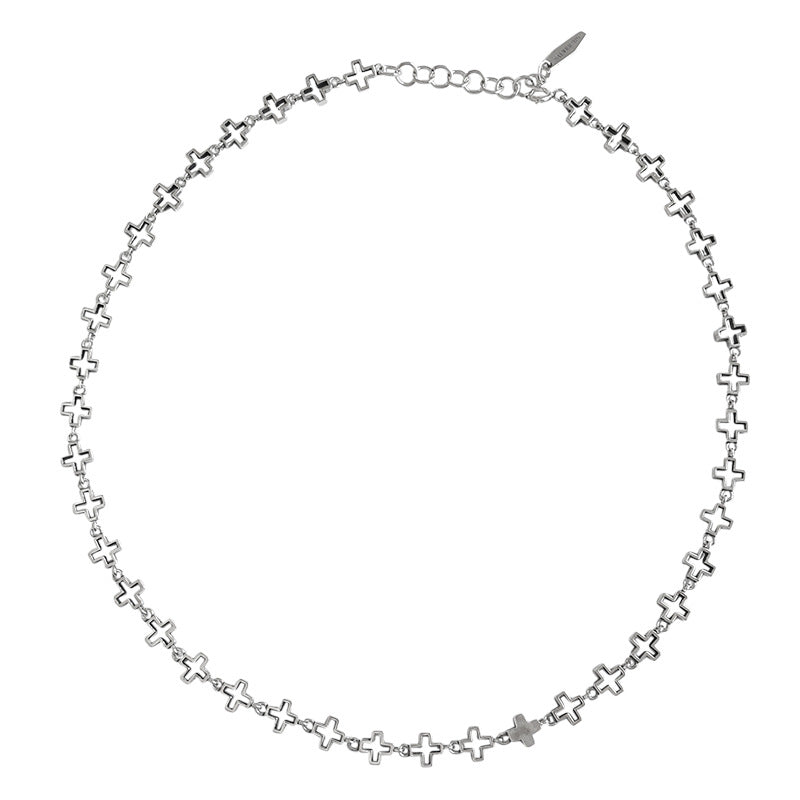 Lovcia 925 Sterling Silver Hollow Cross Necklace 390mm-Necklaces-Vintage-Vintage